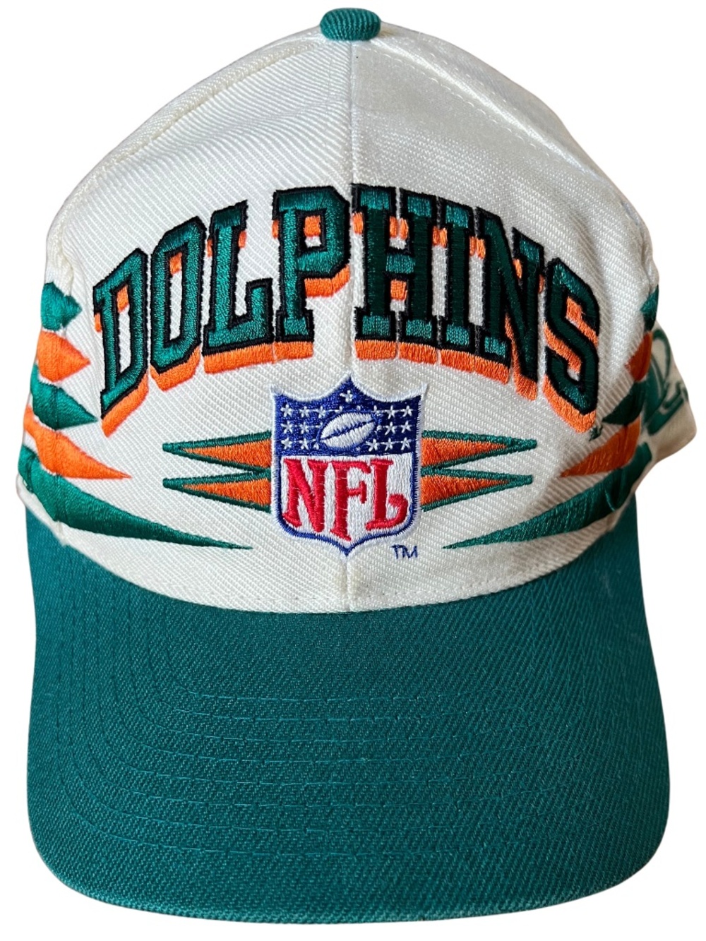 Vintage 90s Miami Dolphins Logo Athletic Pro Line Diamond Cut SnapBack Hat Cap